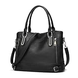 VINBAGGE Ladies Leather Handbag Designer Top-Handle Bag Vintage Tote Crossbody Shoulder Bag Fashion Clutch for Women - Black