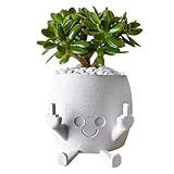 CMANLNYK Funny Plant Pot with Fingers Up - White Resin Smile Succulent Flower Pot, Indoor/Outdoor Garden Decor