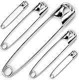 JKG® 50 x SAFETY PINS Assorted Sizes - Small Medium Large Safety Pins For Clothes - Perfect for Arts Crafts Sewing Hemming Textile Fabric Baby Clothing - Strong Nickel Plated Craft Pins