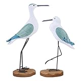 EXCEART Seagull Ornaments - Nautical Decorative Figurines for Coastal Home Decor 2Pcs Green Seagull Bird Sculptures for Living Room Kitchen & Beach House
