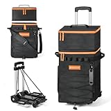 Odoland 72-Can Cooler Box on Wheels, Leakproof Insulated Soft Rolling Cooler Bag with Stable All Terrain Cart and Handle Collapsible for Camping Beach Fishing Picnic