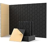 Soundsbay Sound Proofing Panels Self-Adhesive, 12 Pack Acoustic Wall Panels, High Density Honeycomb Acoustic Panels for Door, Ceiling, Recording Studios, Home Office 30 x 30 x 0.9cm Black