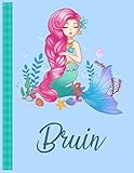 Bruin: Personalized Mermaid Handwriting Notebook Blue Color With Blue Name Large Size 8.5'' x 11'' x 115 Pages White Paper Blank Journal Gifts for Kids - Baby and Students