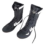 Generic Men's Original High Top Boxing and Wrestling Training Shoes - Long Boots Compatible With Motorcycle Chopper - Black, 9 UK, QV9OVCtlA