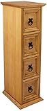 Corona CD Storage Tower Unit 4 Drawer Chest Media Solid Pine Living Room Office