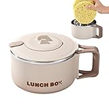 Ramen Bowl With Lid – 1200ml Cooker Soup Mug, Noodle Cooking Pot | Portable Stainless Steel High Capacity Japanese Bowl, Microwave Safe For Dorm Room, Offices, College, Apartment, Travel, Home Kitchen