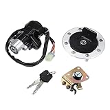 1 Set Motorcycle Ignition Switch Cylinder Fuel Gas Tank Cap Cover Lock Seat Lock With 2 Keys for Suzuki GSX600 GSX1200 GSXR600 GSXR750 TL1000R TL1000S Katana 600 700 Motor Bike Ignition Starter Switch