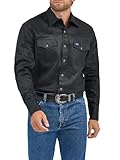 Wrangler Men's Cowboy Cut Western Long Sleeve Snap Work Shirt Firm Finish Shirt, Black, XL