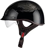 Half Open Face Motorcycle Helmet Motorcycle Helmets Retro Bowl Helmet, Lightweight Motorcycle Helmets, Vintage Cromwell Helmets for Urban Motorbike Scooter ECE Certified E,S55-56CM
