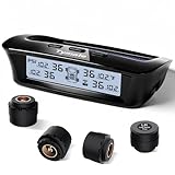 Tymate RV Tire Pressure Monitoring System - M12-3 Tire Pressure Monitor System (0-87 PSI) with Solar Charge, 5 Alarm Modes, Auto Sleep Mode, LCD Display, RV TPMS with 4 Sensors, Easy to Install