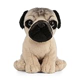 Living Nature Pug Puppy, Realistic Soft Cuddly Dog Toy, Naturli Eco-Friendly Plush, 16cm