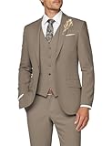 Wangyue Mens Suit 3 Piece Slim Fit Suit for Men Formal Business Suit Wedding Groom Prom Tuxedo Dinner Party, Tan, 6XL