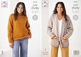King Cole Super Chunky Knitting Pattern - 6218 Ladies Sweater & Cardigan