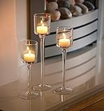 Artis Set of 3 Elegant Tea Light Glass Candle Holders Wedding Table Centrepiece