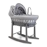 Clair de Lune Moses Basket and Stand, Grey, 68 x 30 cm