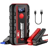 Ginarelo Jump Starter Power Pack Booster - Portable 12V Car Battery Jumpstart Bank Motorcycle Jumper Start with Leads LCD Screen LED 13200Mah Engine Up To 6.0L Gas or 5.5L Diesel