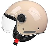 Bike Helmet Jet Helmet Scooter Helmet, Moped Helmet, Chopper Retro Vespa Vintage Pilot Bike Visor Helmet, All Weather, Unisex, ECE/DOT Approved A,L58-59 cm