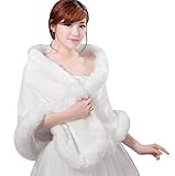 RUIXIA Women's Faux Fur Shawl Wrap Stole Plush Bridal Long Cape Shrug Shoulder Shrug Bolero Waistcoat Tippet Collar Scarf Wraps Winter Fuzzy Warm Cape for Winter Wedding Evening Party