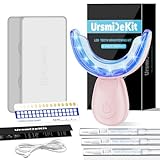 Woobroo Revolutionary Teeth Whitening Kit, 16X Dual LED Lights, Enamel Safe - IPX 7 Waterproof & 3 Teeth Whitening Pens - Non Sensitivity Formula, Removes Stains from Coffee, Tea & Smoking (Pink)
