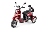 VELECO 3 Wheeled Retro Italian Style ELECTRIC MOBILITY SCOOTER 650W ZT63 RED
