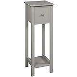 URBNLIVING 70cm Height Slim Bedside Nightstand Grey Wooden Furniture Unit with 1 Storage Drawer for Bedroom, Living Room, Sofa Side, Narrow Shelf Cabinets for Small Spaces, Telephone Stand