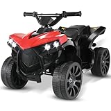 MAMIZO 6V Kids Electric Ride on Car, ATV Quad Bike with MP3 Music Player, Trumpet and LED Lights, USB Charging, Children Vehicle Quad Electric Car 3-5 km/h, for 3 Years Old Boys Girls, Red