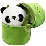 Panda Plush Toy, Bamboo Tube Panda Stuffed Animal Toy Soft Cuddly Plushie Stuffed Animal Doll Plushie Doll Soft Hugging Pillow Gift for Kids Girls Boys (25cm)