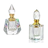 YU FENG 2PCS Vintage Crystal Perfume Bottles Art Deco Empty Refillable Decorative Bottles Glass Bottles for Fragrances,Home Bathroom Decor Lady Gift,3ml