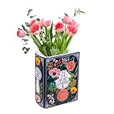 Small Book Shaped Decorative Vase, Ceramic Book Vase for Flowers, Unique Book Flower Vase Modern Decorative Vase for Home Office Bookshelf Living Room Bedroom Decor