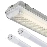 5Ft LED Twin Non Corrosive T8 Batten Fitting Indoor or Outdoor IP65 Weatherproof Fixture – Ideal For Garage Warehouse Car Park Industrial Lighting - Comes with 2x 6000k Daylight 58w T8 LED Tubes