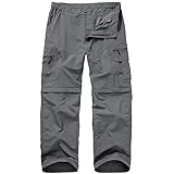 Winebox Walking Hiking Trousers Mens, Convertible Zip Off Lightweight Quick Dry Breathable Cargo Fishing Safari Camping Travel Pants(Gery-34) Grey