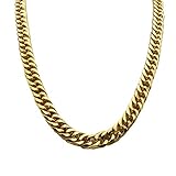 YeahiBaby Faux Gold Cuban Link Chain Necklace, Unisex, 58cm, Punk, Hip Hop Style, Zinc Metal, NECKLACE