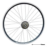 Madspeed7 QR 26" (ETRTO 559x19) MTB Mountain Bike REAR Wheel + 7 speed Freewheel (14-28t) - Rim & Disc Brake Compatible - Double Wall Rim - Sealed Bearings QR Hub