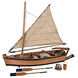 SAILINGSTORY Wooden Fishing Boat Model Rowboat Sailboat Model Nautical Beach Decor 10"