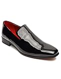 Xposed Men’s Black Shiny Wedding Shoes Loafers Classic Dress Slipper [JUSTIN-BLACK-SHINY-44]