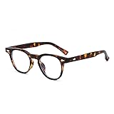 YAMEIZE Small Round Blue Light Blocking Glasses Women Men Retro Clear Lens Glasses Computer Glasses (Tortoise Shell Clear)