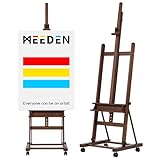 MEEDEN H Frame Easel Stand for Painting, Adjustable Floor Easel for Drawing & Display, Heavy Duty Beech Wood Hold Canvas up to 368 cm - 4 Wheels and Storage Tray