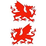 2x WELSH DRAGON CYMRU 9cm Car,Window,Bumper or Laptop Vinyl Decal Stickers (Red)
