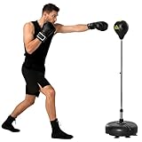 HOMCOM Punching Bag with Stand, Free Standing Boxing Bag Set, Speed Bag with Speedball Adjustable Height from 133cm to 151cm for Teens, Gold Tone