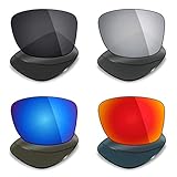 Mryok 4 Pair Polarized Replacement Lenses for Oakley Jupiter Squared Sunglass - Stealth Black/Fire Red/Ice Blue/Silver Titanium