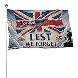 Lest We Forget British Remembrance Union Jack Flag 5x3 ft Large British Flag with Eyelets