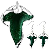 2 Piece Green Elf Brooch and Earrings Set, Fantasy Themed Jewelry Set with Leaf Design, Vintage Style Costume Accessories for Cosplay, Themed Parties, Gift for Fantasy Fans