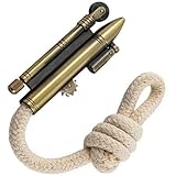 Windproof Rope Metal Lighters, Portable Survival Men's Fire Starter, Vintage Trench Tinder Rope Lighter, Shepherds Lighter for Camping Outdoor Emergency(Bronze+1pc replace Rope)