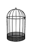 Siam Express Birdcage with Mesh Planter Black Wall Metal Hanging Wire Planters Basket Metal Vases for Indoor Outdoor Garden Plants Succulents Faux Flowers Strawberry Herb (Black - Large MTBC23)