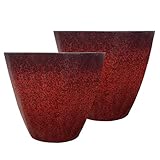 SG Traders Plastic Plant Pots Flower Pot with Drainage Holes, Garden Planters for Outdoor, Plant Containers for Home, Stylish Glossy Design Garden Flowers Pot, Set of 2, 30cm Outdoor Flower Pots