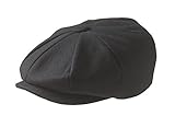 PEAKY BLINDERS 8 Piece 'Newsboy' Style Flat Cap -Melton Wool Fabric Black