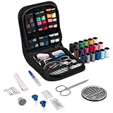 Trimits Sewing Kit – Portable Case for Adults, Beginners, DIY, Home, Travel, Emergency, Repair & Clothing Fixes with Thread Needles Scissors Tape Buttons & More, Blue, 12 x 12.5 x 3cm