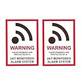 Tek Automotive Twin Pack Monitored Alarm Sticker – 12.5x9cm Security Warning for Homes & Businesses – Gloss Permanent Vinyl, Weatherproof, Ideal for Doors, Windows & Garage Entrances