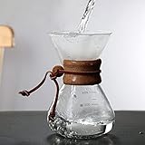 Changor Coffee Pot,Double Layer Filter,Wooden Sleeve,800ml Glass Coffee Pot,Easy to Use,V Spout,Safe and for Parties