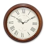 Acctim Lacock Wall Clock Westminster Chime Radio Controlled Energy Efficient Movement Crafted Wood Walnut 39cm